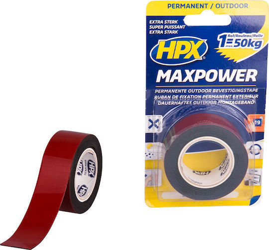 HPX Αυτοκόλλητη Ταινία Διπλής Όψης Μαύρη 1.5mx25mm