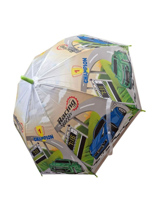 Kids Curved Handle Umbrella with Diameter 66cm Green