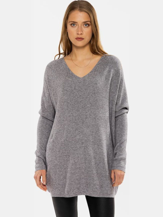 Damen Pullover mit V-Ausschnitt Gray