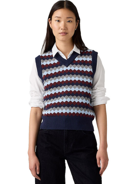Winter Women's Cotton Sleeveless Tunic with V-Neck Multicolour