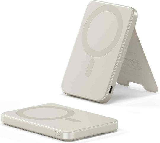 Satechi OntheGo MagSafe Qi2 Power Bank 5000mAh 15W mit USB-C Ausgangsanschlüsse Beiges