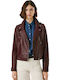 Women's Lifestyle Leather Jacket for Winter Merlot Red