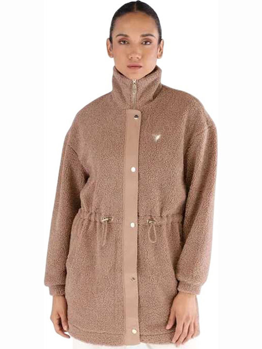 Women's Long Parka Jacket for Winter Brown