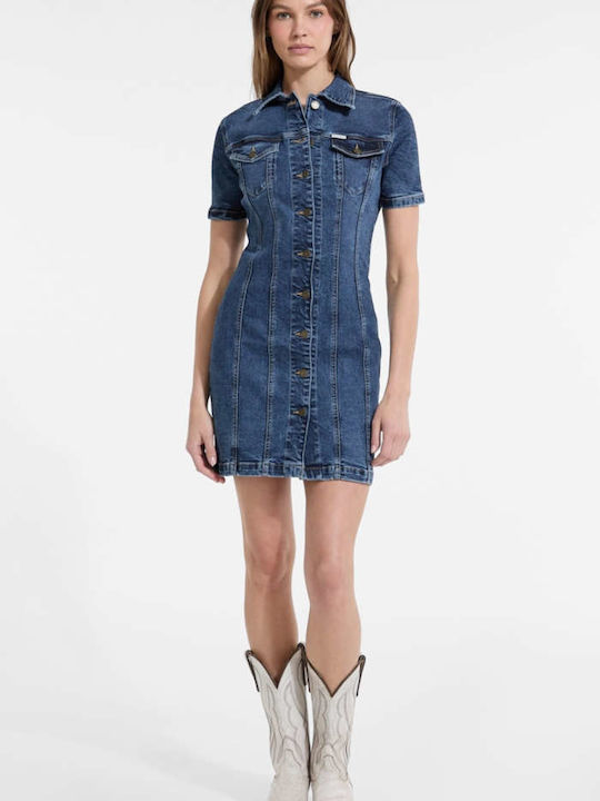 knee length dresses for ladies Vintage Y2k 00s Guess Denim Mini Dress