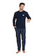 Pijamangel Χειμερινή Καρό Ανδρική Πιτζάμα Σκούρο Μπλέ