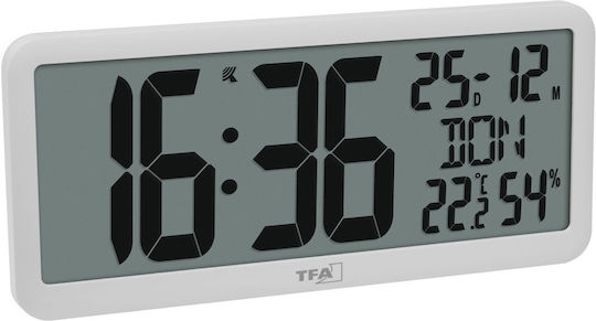 TFA Tabletop Digital Clock White 60.4525.02