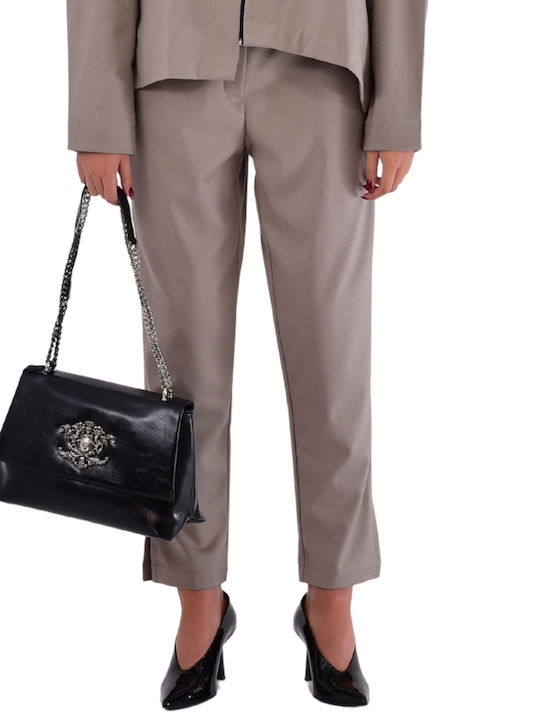 Women's Fabric Trousers Skinny Fit Brown