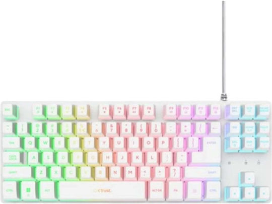 Trust GXT 833 Гейминг Клавиатура Без ключове с RGB подсветка (Английски US) Бял