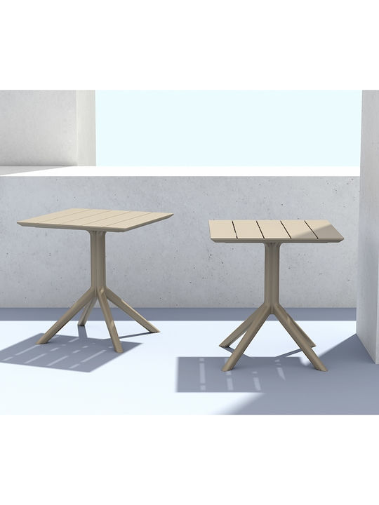 Paris Square Table Kitchen Polypropylene Taupe 70x70x74cm
