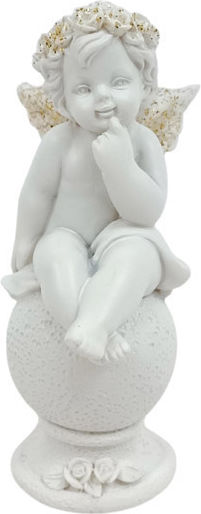 Due esse Декоративна Седяща Angel База Бяла 8.5x4x3.5см