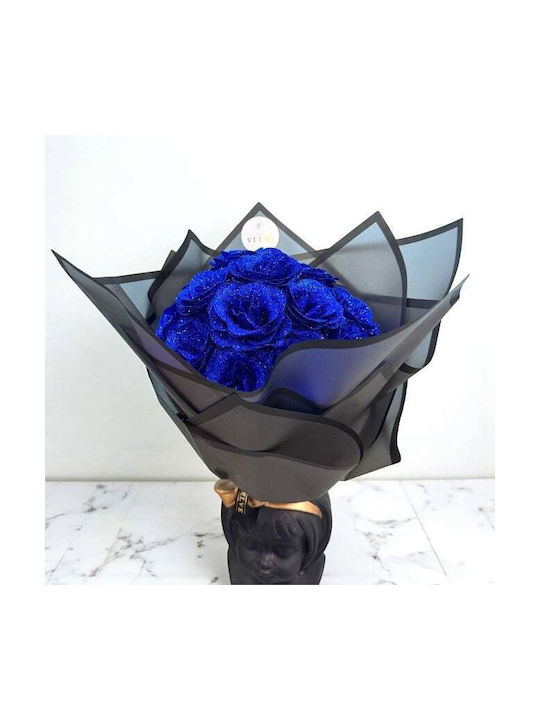 Glitter Roses Bouquet 19 Soap Roses Blue Glitter Roses Bouquet 19 Soap Roses Blue