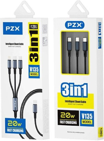 PZX Редовна USB-C към Lightning кабел 1.2м (GZ-22100)