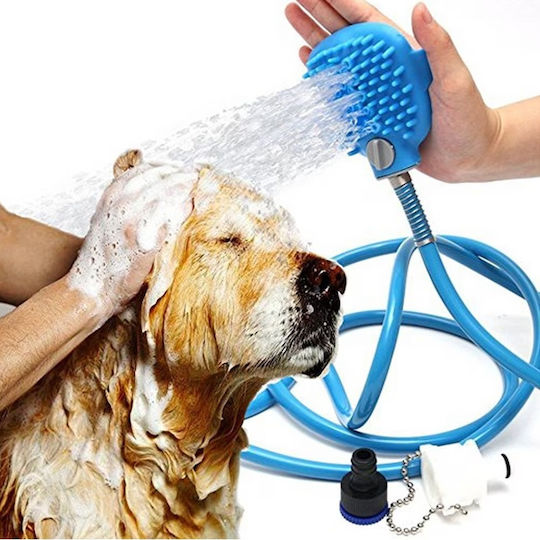 Praktisches Pufo Pet Gerät Schlauch Waschen Bürsten Haustiere Blauen