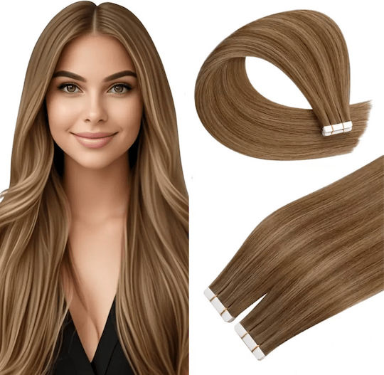 Remy Hair Sticker Extension with Natural Hair Remy in Dark Chestnut Color 16P22 55cm 4pcs