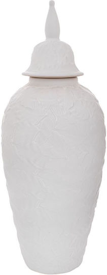 Weißes Keramikvase mit Deckel 17x44cm
