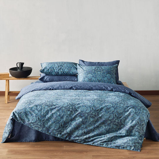 Kentia Комплект Плик за Завивка Памучен Кинг Сайз с 2 Калъфки 220x240 Sharif Blue - Veraman
