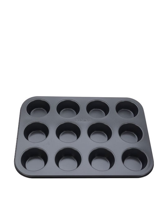 Φόρμα Ζαχαροπλαστικής για Cupcakes/Muffins από Ανοξείδωτο Ατσάλι 12 Θέσεων 36x26.5x3εκ.
