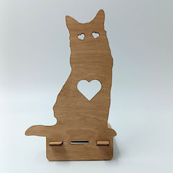 Holz-Handyhalterung "heart Cat" Toxylo
