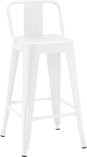 Hocker Bar mit Rückenlehne Metall Utopia Λευκή Ματ Απόχρωση 42x42x86cm