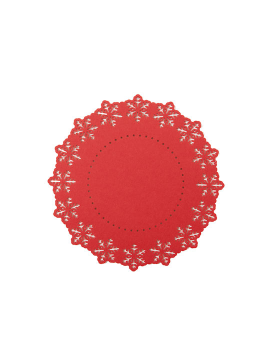 Nef-Nef Homeware Snow Christmas Placemats Fabric Red D38cm.