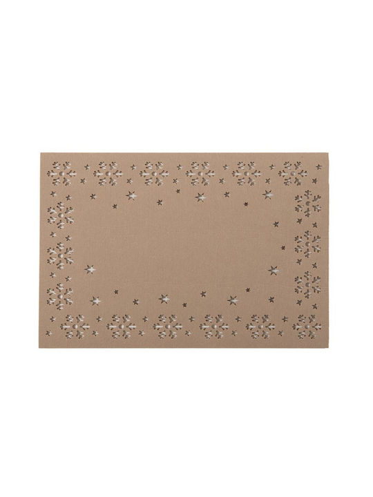 Nef-Nef Homeware Snow Set Christmas Placemats Fabric Beige L38xW28cm. 2pcs
