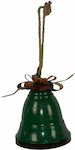 Due esse Christmas Bell Green Gold Bow Metal 24cm