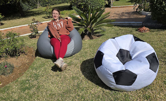 Pouf Armchair Waterproof Mousa White Black 115x115cm