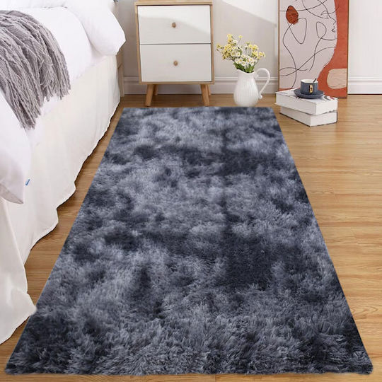 SpitiBazaar Anti-slip Rug Rectangular Furry Dark Gray
