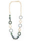 Doca Necklace Ceramic with Acrylic Long Gold Chain Green Stones 81975