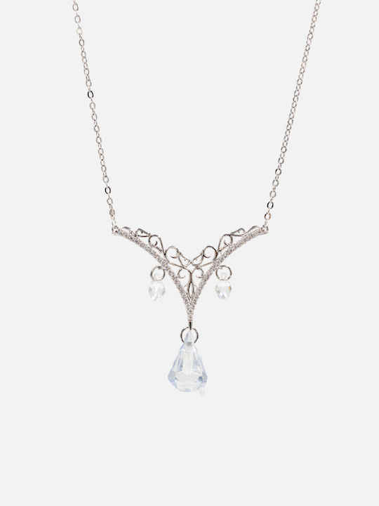 Chrysothemiss Colier Femei Ice Petal Placat Cu Platină Cristal