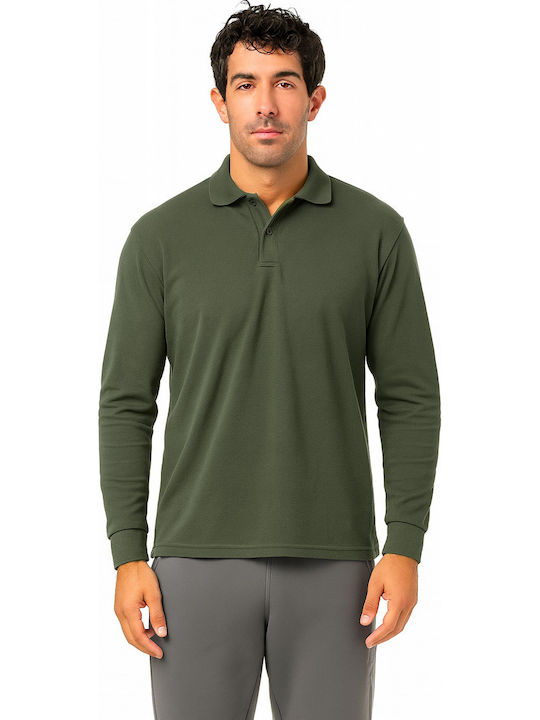 Bodymove Polo Μπλούζα Μακρυμάνικη Χακί