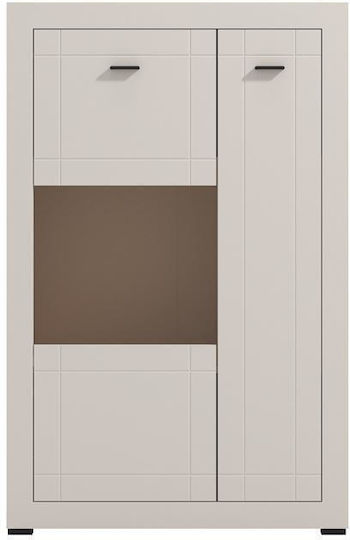 2k Vs1 Wand Vitrine aus Holz & Metall mit Verglasung & Beleuchtung Cashmere/cashmere Matt Foil 84x35x130cm 11014549