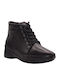 Leather Women's Ankle Boots Platform Black