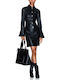 Mini Abendkleid Leder Schwarz