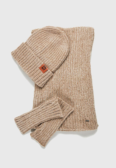 Beanie Γυναικείος Σκούφος με Rib Πλέξη σε Εκρού χρώμα