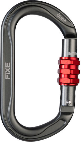 Fixe Oliba Screw Lock Anthracite Red Carabiner Ασφαλειας