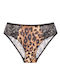 Celestino Damen-Slips Leo Muster Spitze Braun