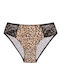 Celestino Damen-Slip Leo Muster Spitze Beige Hell