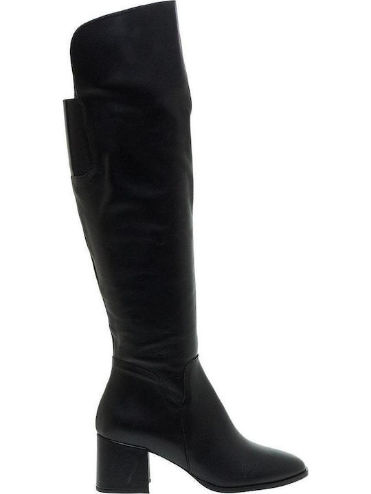 Mourtzi Leder Damenstiefel Über dem Knie Schwarz