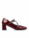 Pumps mit Riemchen Burgundisch