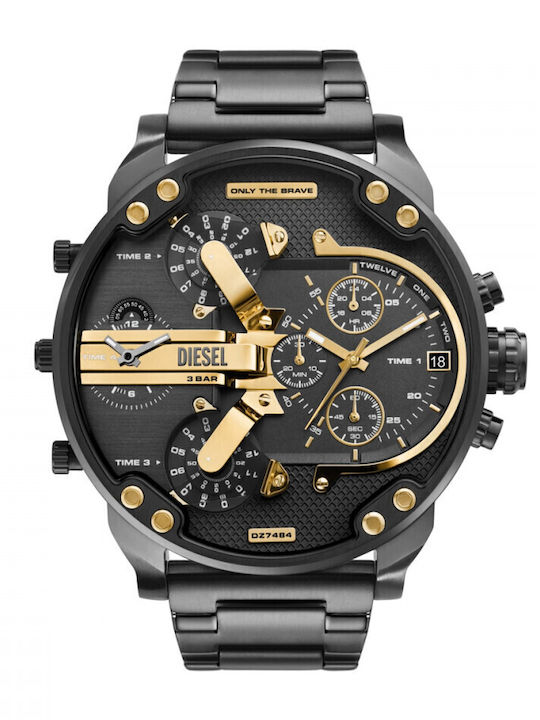 Diesel Herrenuhr Batterie mit Schwarzem Metallischem Armband