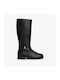 Leather Women's Ankle Boots with High Heel Black