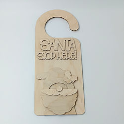 Decorațiune Din Lemn Crăciună De Agățat Pe Ușă Santa Stop Here Toxylo