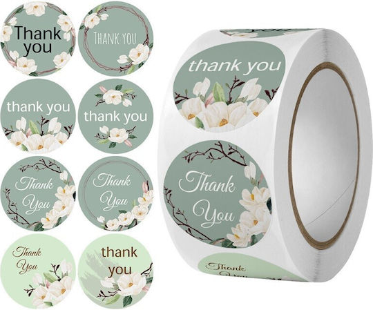 Adhesive Thank You Pastel Green Roll 500 Pieces