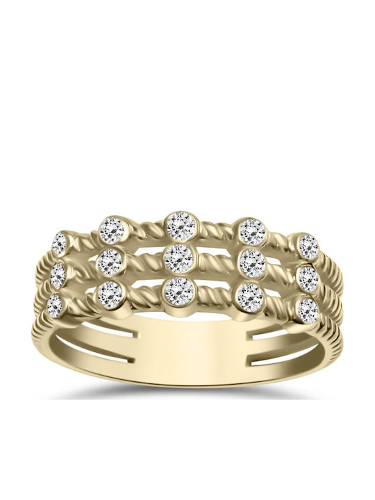 Chrilia Damen Ring Halbring mit Diamant aus Gold 18K