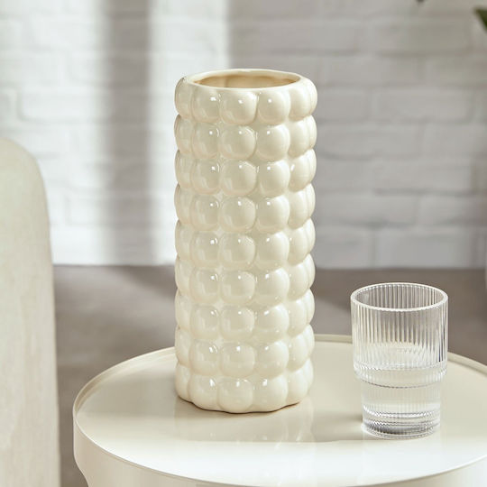 Vază Decorativă Ceramică Ecru 10.5x10.5x23cm 1buc
