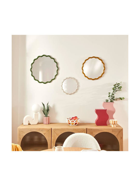 Atmosphera Oglindă De Perete Wavy Cu Cadru Din Plastic Bej Diametru 50cm
