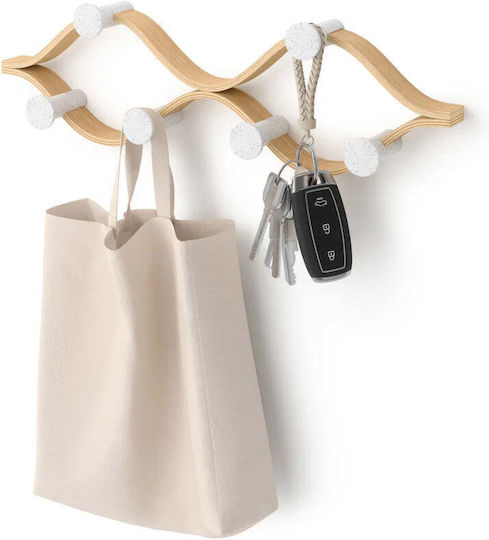 Umbra Wall Hanger Wooden 6 Hooks White 51x15x6cm
