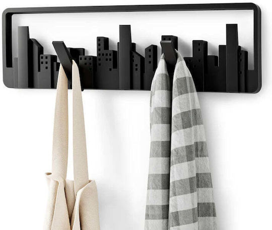 Umbra Крeмастpa За Стeнa Skyline Пластмасова 5 Места Чeрнa 50x3x15см