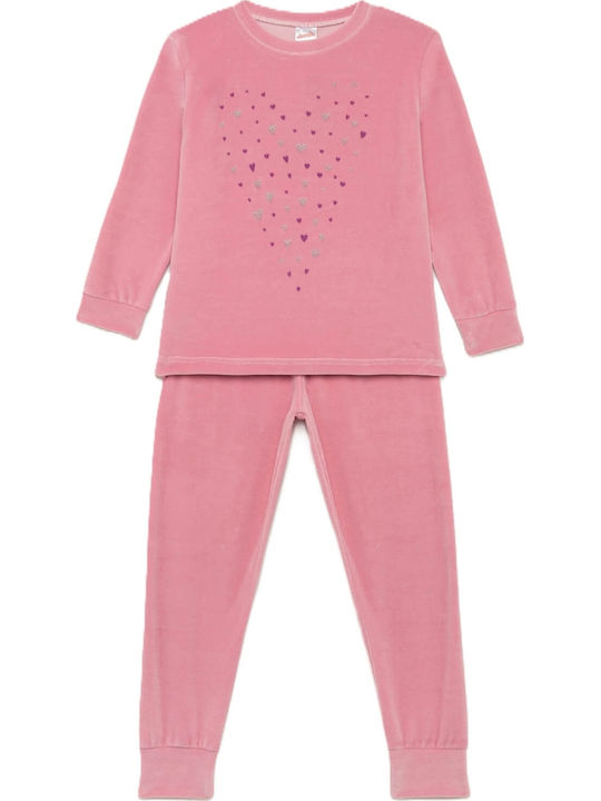 Minerva Kids Winter Cotton Pink Pajamas Happy